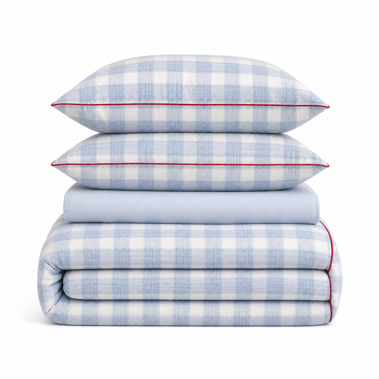 Blue Plaid Cotton Bedding Set