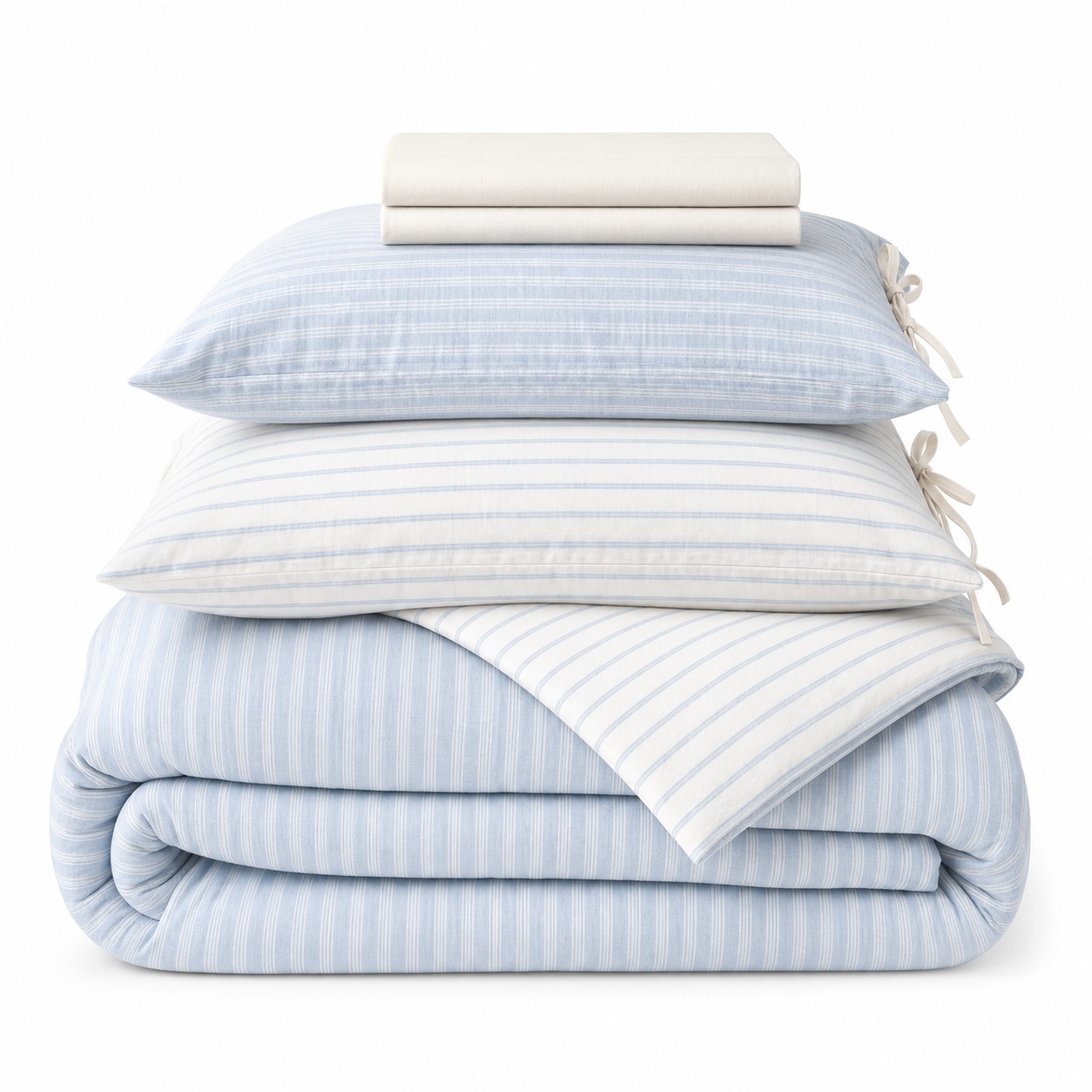Blue Stripe Washed Cotton Bedding Set