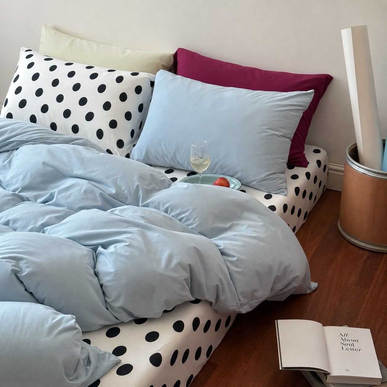 Polka dot bedding scene 1