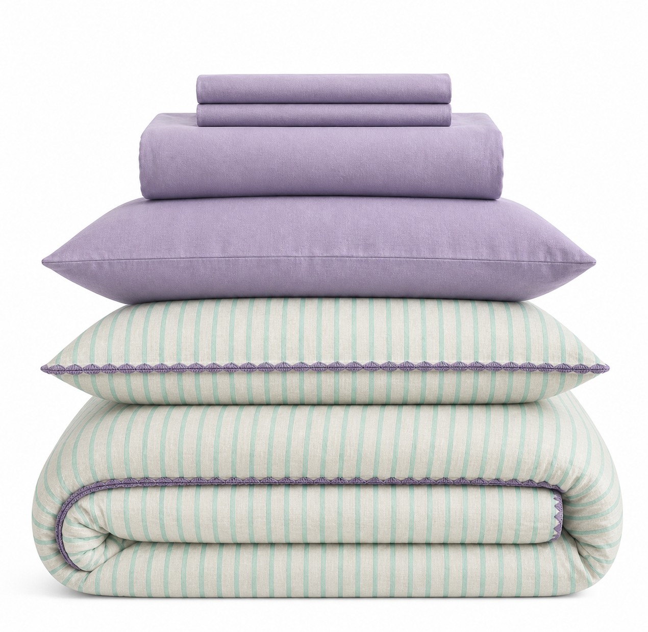 Vintora Soft Cotton Piped Stripe Bedding Set