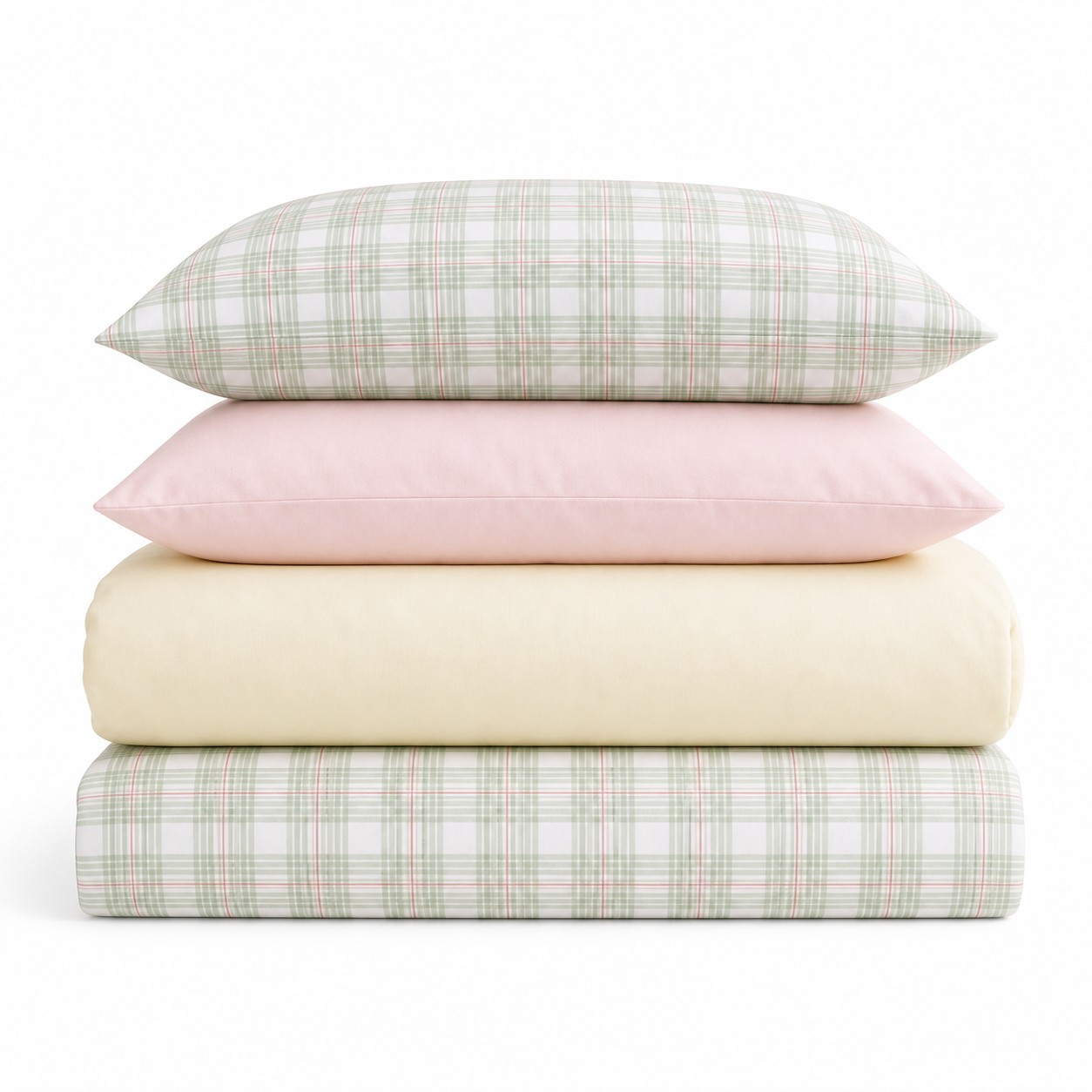 Green Plaid Pure Cotton Bedding Set