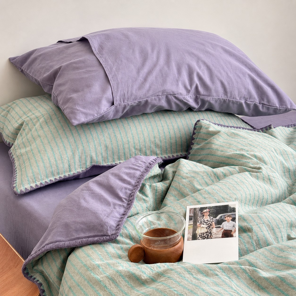 Striped bedding bedroom scene 5