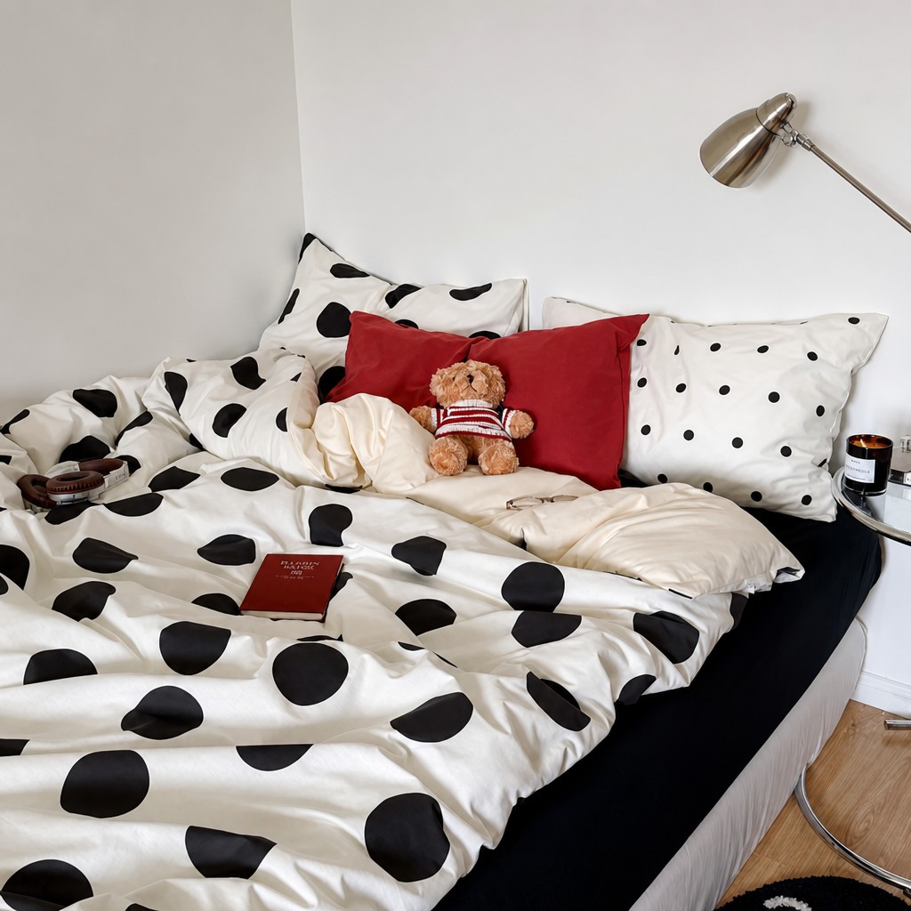 Polka dot bedding scene 2